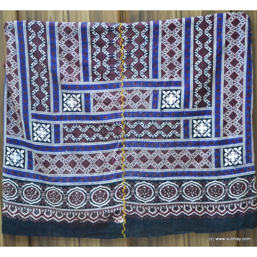 PURE COTTON HIGH QUALITY 2 PIECE BLOCK PRINTED SINDHI AJRAK SA-18 (BLUE AND WHITE)